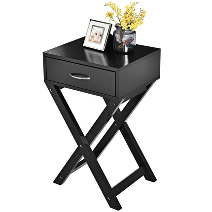 Dreamade Nightstand with Drawer X-Shaped Design Sofa Side Table