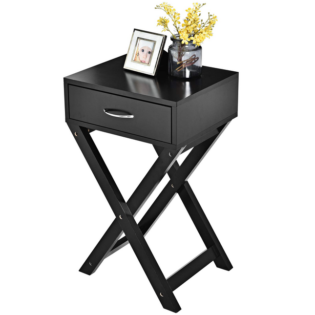 Dreamade Nightstand with Drawer X-Shaped Design Sofa Side Table