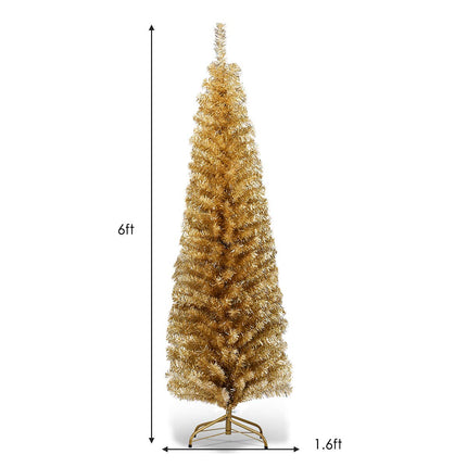 6ft Blue Pencil Christmas Tree, Artificial Slim Tree - DreamadeUS