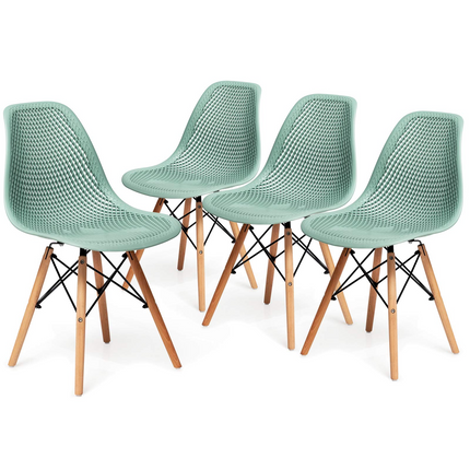 Dreamade Set of 2 or 4 Modern Dining Chairs, Shell PP Lounge Side Chairs w/ Mesh Design