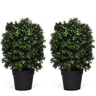 Dreamade 2 Pack 2Ft Artificial Boxwood Topiary Ball Tree, UV-Proof Realistic Leaves & Cement-Filled Pot - DreamadeUS