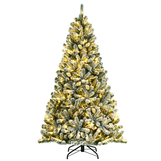 Dreamade Snow Flocked Christmas Tree, Artificial Hinged Xmas Tree - DreamadeUS