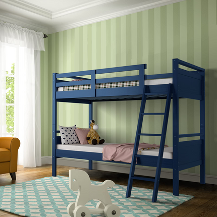 Dreamade Twin Over Twin Bunk Bed, Solid Wood Twin Bunk Bed Convertible Into Two Individual Beds