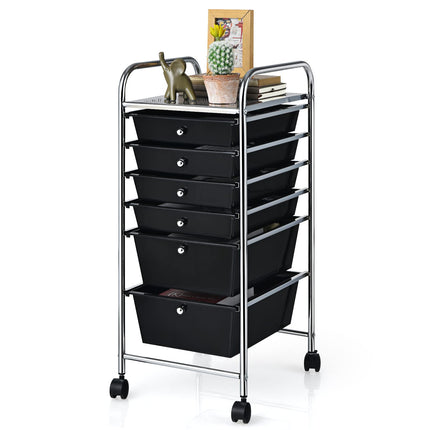 6 Storage Drawer Cart Rolling Organizer Cart, Black - Dreamade