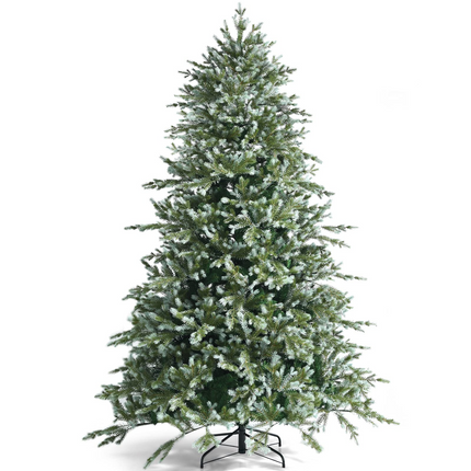 Dreamade 8ft Artificial Christmas Tree, Unlit Hinged Xmas Spruce Tree w/ 1658 Mixed PE & PVC Branch Tips - DreamadeUS