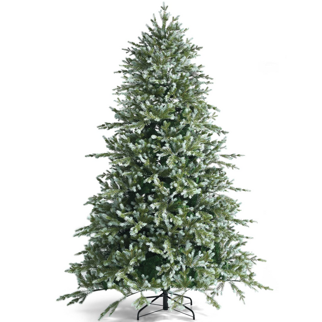 Dreamade 8ft Artificial Christmas Tree, Unlit Hinged Xmas Spruce Tree w/ 1658 Mixed PE & PVC Branch Tips - DreamadeUS