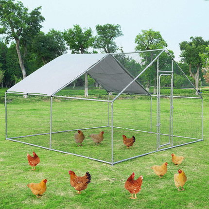 Dreamade Large Metal Chicken Coop Walk-in Chicken Coops Run House Shade Cage with Waterproof and Anti-Ultraviolet Cover