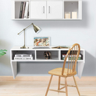 Dreamade Wall Mounted Storage Cabinet and Floating Computer Desk Set W/Storage Shelves for Living Room