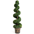 4 Ft Artificial Boxwood Spiral Tree, Fake Greenery Plants - DreamadeUS