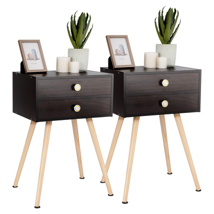 Dreamade Nightstand W/2 Drawers for Bedroom