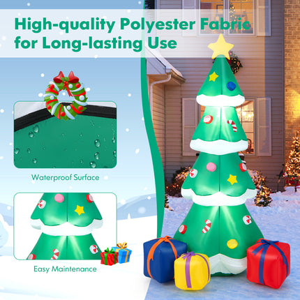 DREAMADE 6 FT Inflatable Christmas Tree, Blow Up Christmas Decoration, Self Inflating X-mas Tree w/ 3 Gift Boxes