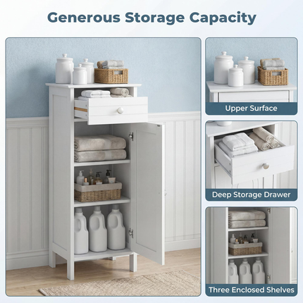 DREAMADE Bathroom Storage Cabinet, Slim Narrow Organizer with Drawer, Black