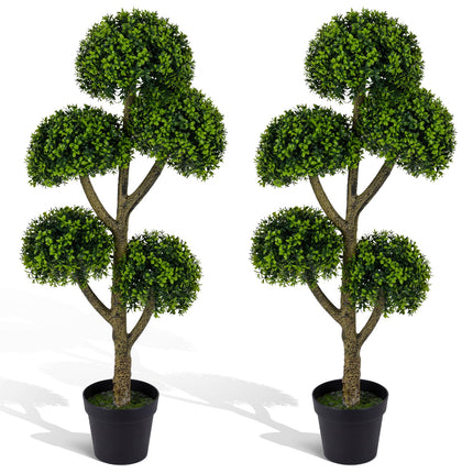 Dreamade 46" Artificial Boxwood Topiary Tree with 5 Ball-Shaped Topiaries