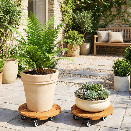 Dreamade 2 Pcs and 4 Pcs Plant Caddy with Wheels with 360° Lockable Casters