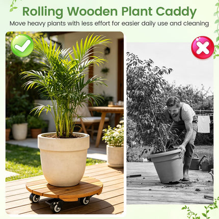 Dreamade 2 Pcs and 4 Pcs Plant Caddy with Wheels with 360° Lockable Casters