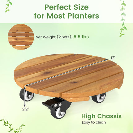Dreamade 2 Pcs and 4 Pcs Plant Caddy with Wheels with 360° Lockable Casters