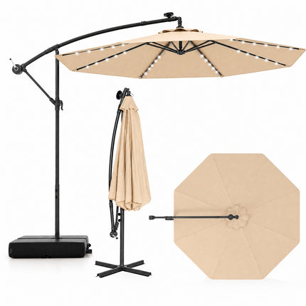 DREAMADE Patio Umbrella with Base Included, 10ft Offset Cantilever Canopy w/Stand