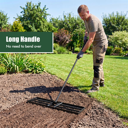 DREAMADE Lawn Leveling Rake, 30"/36"/42" x 10" Professional Grade Soil Distribution Rake w/67 Ergonomic Handle