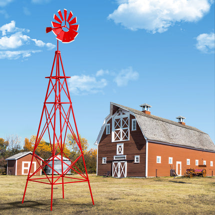 DREAMADE 8ft Steel Windmill, Farmhouse Windmill Decoration with Directional Vane