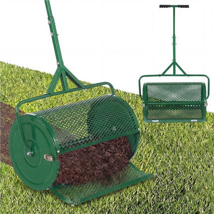 DREAMADE Compost Spreader, Peat Moss Spreader with T Handle, Black