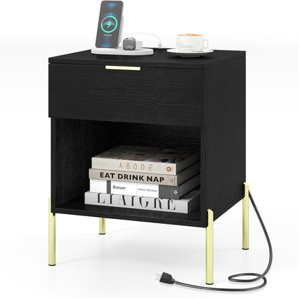 Dreamade Mid Century Modern Nightstand with Charging Station