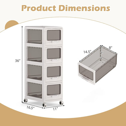 Dreamade 3/4/5-Tier Plastic Drawer Storage Organizer Rolling Cart with Drawers & Lockable Wheels
