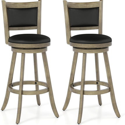 Dreamade Accent Wooden Swivel Back Counter Height Bar Stool, Fabric Upholstered Design