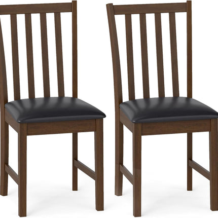 Dreamade Wooden Dining Chairs Set of 2/4 Faux Leather Upholstered Kitchen Chair w/Rubber Wood Legs