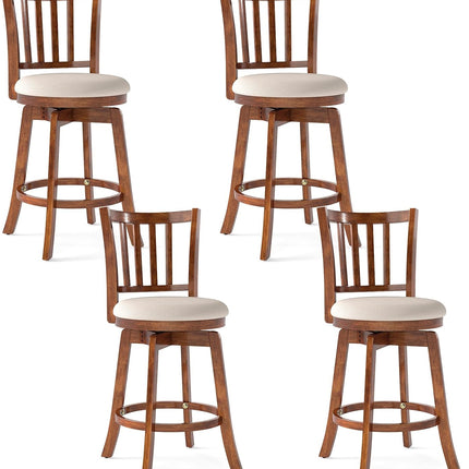 Dreamade 25" Counter Height Stools Set of 2/4 with Rubber Wood Legs & Footrest & Upholstered Seat