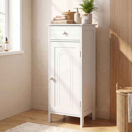 DREAMADE Bathroom Storage Cabinet, Slim Narrow Organizer with Drawer, Black