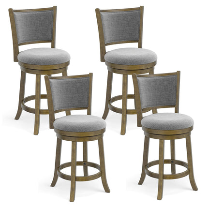 Dreamade 25" Counter Height Bar Stools Set of 2/4 with Rubber Wood Frame & Upholstered Seat
