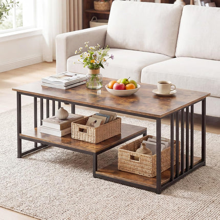 Dreamade 43.5" Coffee Table 2-Tier Center Table with Storage
