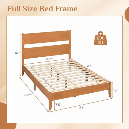 Dreamade Queen/Full/Twin Size Wooden Bed Frame with Slatted Headboard