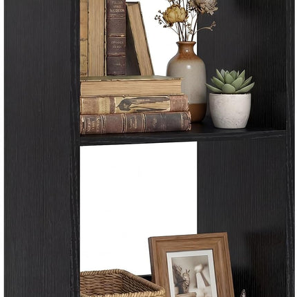Dreamade 2-Cube Bookcase, White Cubby Bookshelf w/Back Guardrail & Anti-Tipping Kits
