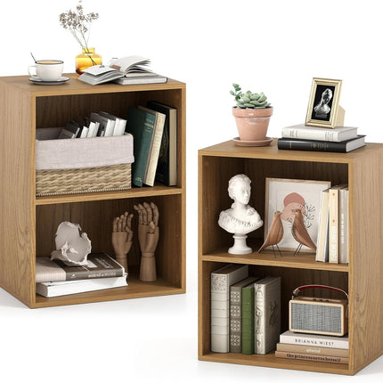 Dreamade 2-Cube Bookshelf | 2-Layer Storage Shelf Bookcase w/Large-Capacity Open Storage Space