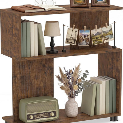 Dreamade 3-Tier Geometric S Shaped Bookcase with Open Storage Shelves (1/2)