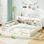 White / Full with LED Light+Bookcase