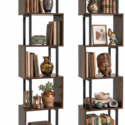 Dreamade 5-Tier S-Shaped Wood Bookcase w/Metal Frame (1/2)