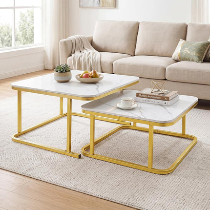 Dreamade Nesting Coffee Table Set of 2 with Metal Frame