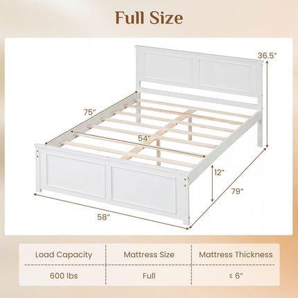 Dreamade Wood Queen/Full/Twin Size Farmhouse Solid Platform Bed
