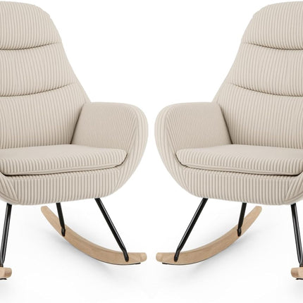 Dreamade Upholstered Rocking Chair Nursery Glider Rocker with Padded Backrest and Seat