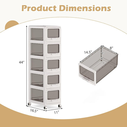 Dreamade 3/4/5-Tier Plastic Drawer Storage Organizer Rolling Cart with Drawers & Lockable Wheels