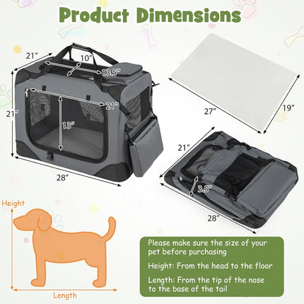 Dreamade Folding Soft Dog Crate with 5-Sided Mesh