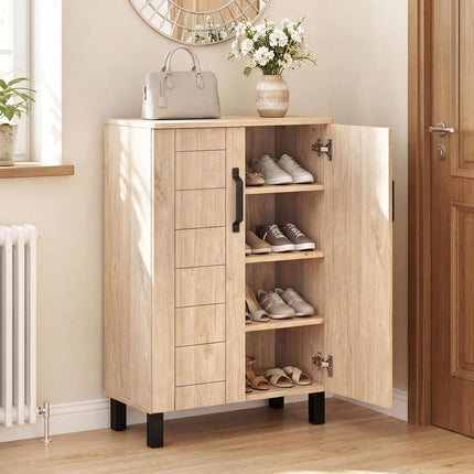 Dreamade 5-Tier Shoe Storage Cabinet | Freestanding Wooden Entryway Cabinet w/Storage