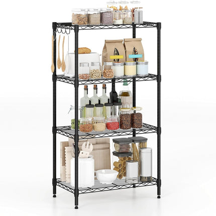 Dreamade Storage Shelves Adjustable Wire Shelf Rack w/4 Removable Hooks