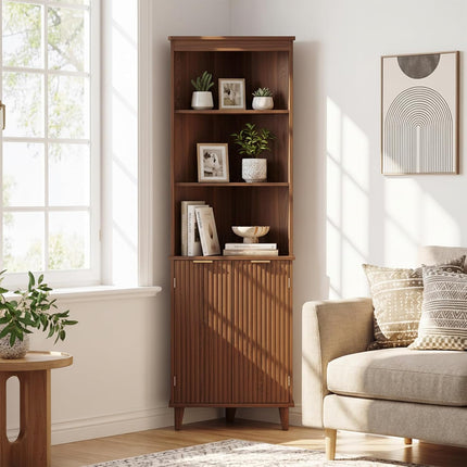 Dreamade 68" Tall Corner Cabinet with Fluted Doors