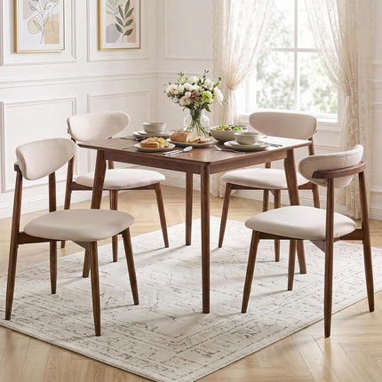 Dreamade Modern Upholstered Wooden Dining Chairs with Fabric Padded Seat (2/4)