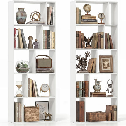 Dreamade 6-Tier Bookshelf | 10-Cube Industrial Bookcase w/Open Back (1/2)