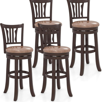 Dreamade 30" Upholstered Bar Height Swivel Bar Stools Set of 2/4 with Back and Solid Rubber Frame