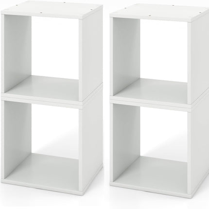 Dreamade 2/4 Cube Bookshelf Organizer, 2-Tier Stackable Cube Storage Organizer